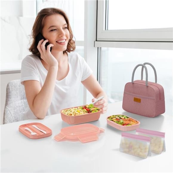 JBGOYON® Bento Lunch Box Set - 3 Stackable Containers for Adults and Kids，lunch - Picture 6 of 8